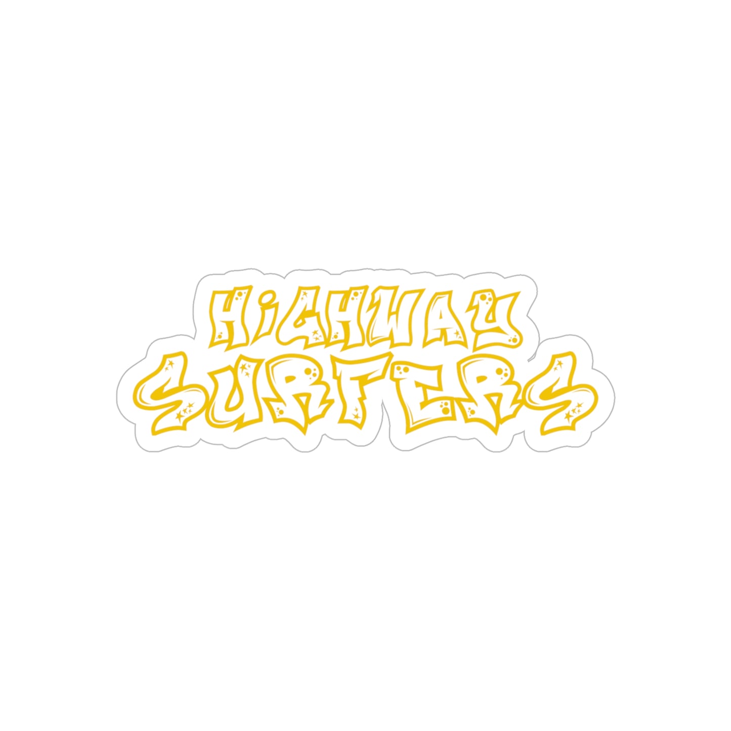 Yellow HIGHWAYSURFERS Stickers, Die-Cut, 1pc