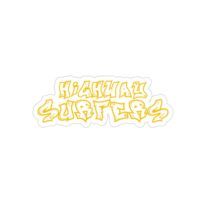 Yellow HIGHWAYSURFERS Stickers, Die-Cut, 1pc